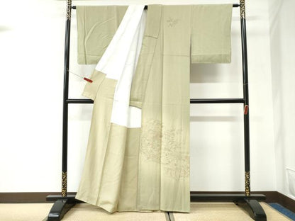 平和屋着物●中国三大刺繍　スワトウ刺繍　総刺繍　訪問着　浜松御所車渡り橋風景文　暈し染め　正絹　逸品　CABK7416yc
