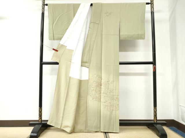 平和屋着物●中国三大刺繍　スワトウ刺繍　総刺繍　訪問着　浜松御所車渡り橋風景文　暈し染め　正絹　逸品　CABK7416yc