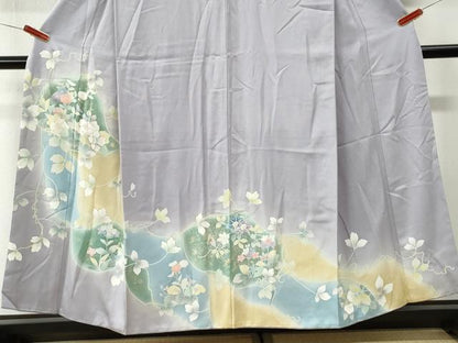 平和屋着物●訪問着　駒刺繍　枝花文　暈し染め　金彩　正絹　逸品　CABK7417yc