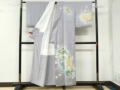 平和屋着物●訪問着　駒刺繍　枝花文　暈し染め　金彩　正絹　逸品　CABK7417yc