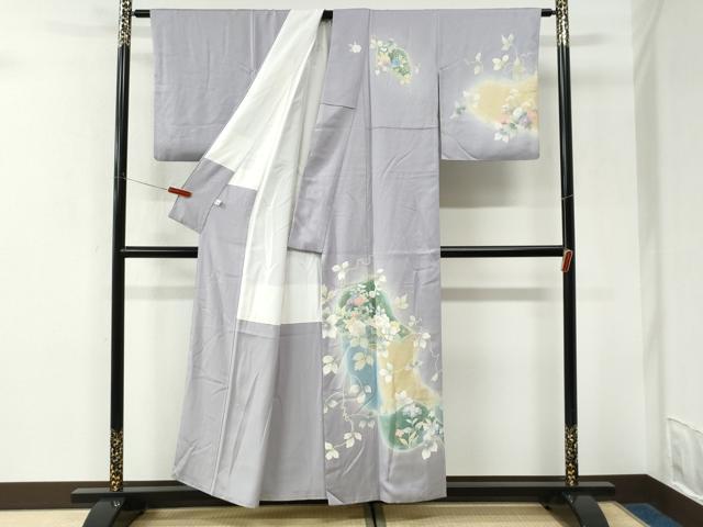 平和屋着物●訪問着　駒刺繍　枝花文　暈し染め　金彩　正絹　逸品　CABK7417yc