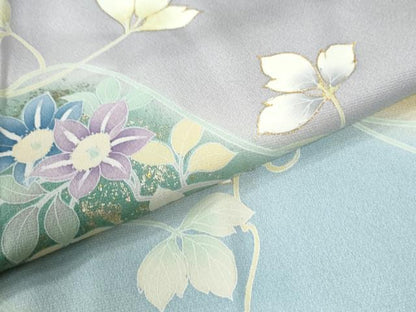平和屋着物●訪問着　駒刺繍　枝花文　暈し染め　金彩　正絹　逸品　CABK7417yc