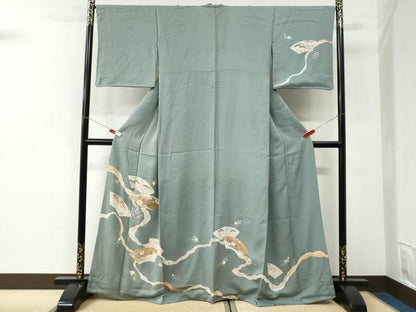 平和屋着物●訪問着　地紙草花文　金彩　正絹　逸品　CABK7418yc
