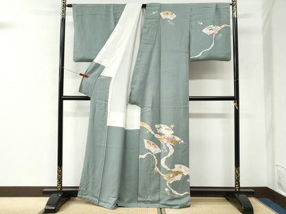 平和屋着物●訪問着　地紙草花文　金彩　正絹　逸品　CABK7418yc
