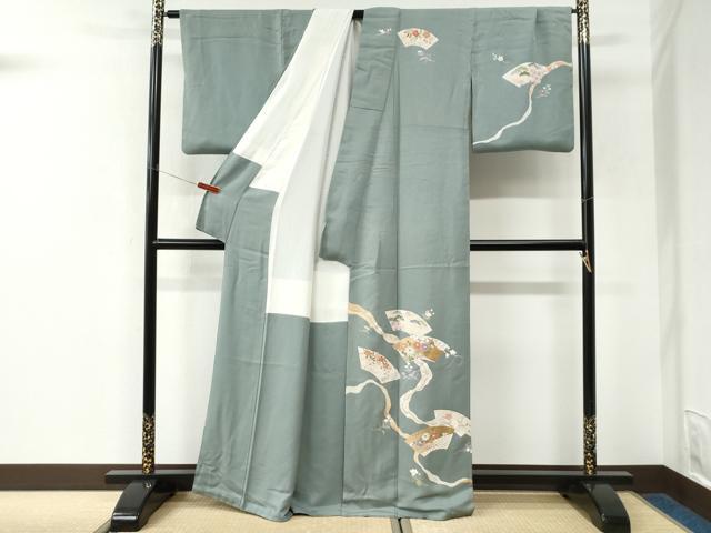 平和屋着物●訪問着　地紙草花文　金彩　正絹　逸品　CABK7418yc