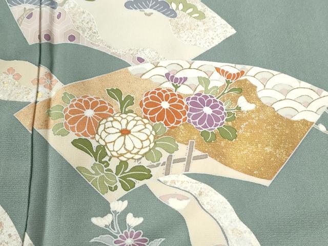 平和屋着物●訪問着　地紙草花文　金彩　正絹　逸品　CABK7418yc