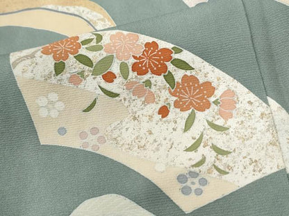 平和屋着物●訪問着　地紙草花文　金彩　正絹　逸品　CABK7418yc