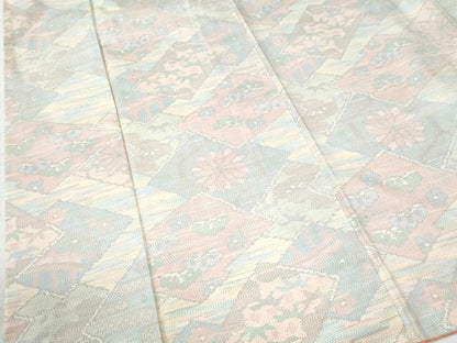 平和屋着物●本場大島紬　白大島　色紙重ね吉祥花松文　正絹　逸品　CABK7420yc