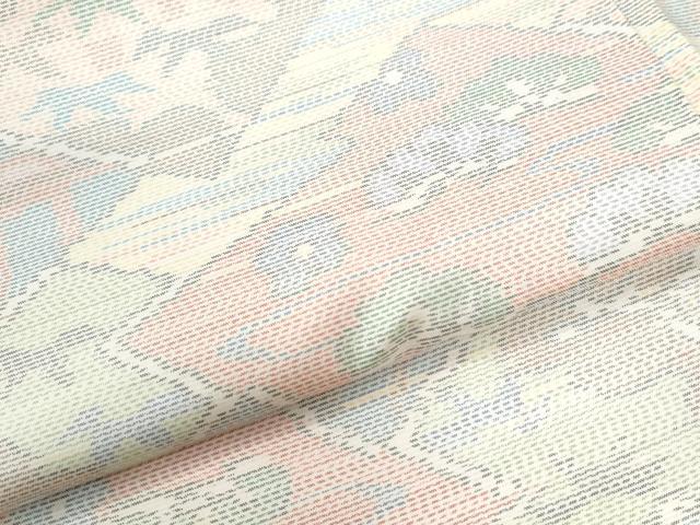 平和屋着物●本場大島紬　白大島　色紙重ね吉祥花松文　正絹　逸品　CABK7420yc