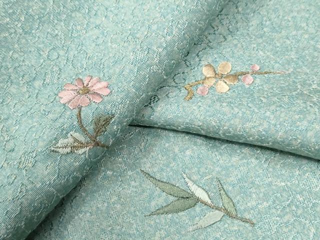 平和屋着物●上質な小紋　総刺繍　草花文　正絹　逸品　未使用　CABK7421yc