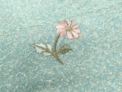 平和屋着物●上質な小紋　総刺繍　草花文　正絹　逸品　未使用　CABK7421yc