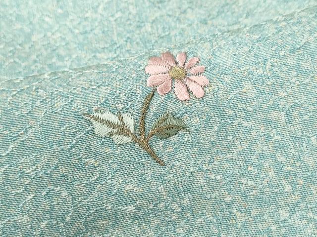 平和屋着物●上質な小紋　総刺繍　草花文　正絹　逸品　未使用　CABK7421yc