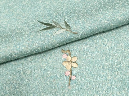 平和屋着物●上質な小紋　総刺繍　草花文　正絹　逸品　未使用　CABK7421yc