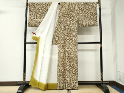 平和屋着物●上質な小紋　鳳凰動物花唐草文　正絹　逸品　CABK7424yc