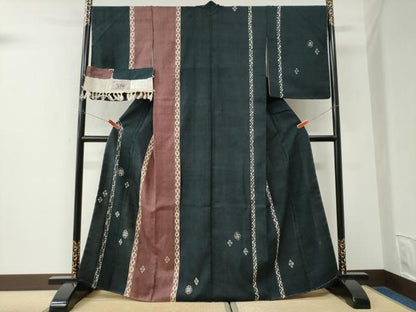 平和屋着物●染織の名門　しょうざん  生紬　訪問着　吉祥間道　証紙付き　正絹　逸品　未使用　CABK7427yc