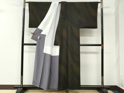 平和屋着物●前田仁仙　仁仙更紗　小紋　仁仙花布　草木染　霞文　暈し染め　鬼しぼ縮緬　証紙付き　正絹　逸品　CABK7428yc