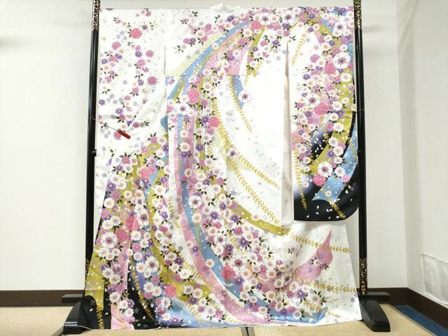 平和屋着物●振袖　舞桜文　洗える着物　CABK7430yc