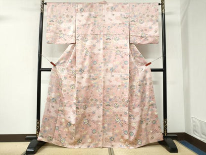 平和屋着物●上質な小紋　エ霞宝尽くし花唐草文　正絹　逸品　CABK7441yc