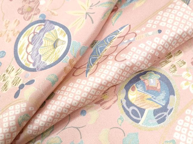 平和屋着物●上質な小紋　エ霞宝尽くし花唐草文　正絹　逸品　CABK7441yc