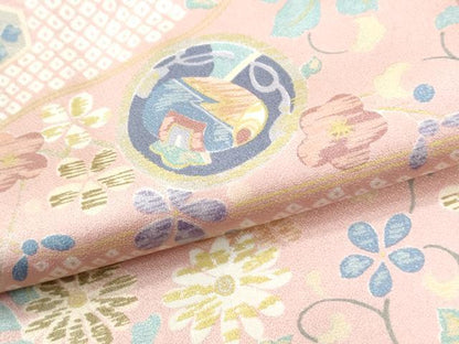 平和屋着物●上質な小紋　エ霞宝尽くし花唐草文　正絹　逸品　CABK7441yc