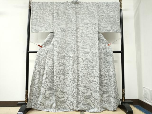 平和屋着物●天目織　お召　霞花松文　さが美扱い　正絹　逸品　CABK7451yc