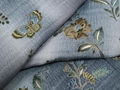 平和屋着物●訪問着　総刺繍　更紗花蝶文　暈し染め　金糸　ロング丈　正絹　逸品　CABK7452yc