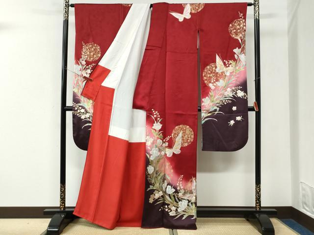 平和屋着物●豪華振袖　花蝶文　暈し染め　金銀彩　正絹　逸品　CABK7453yc
