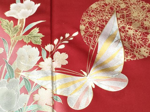 平和屋着物●豪華振袖　花蝶文　暈し染め　金銀彩　正絹　逸品　CABK7453yc