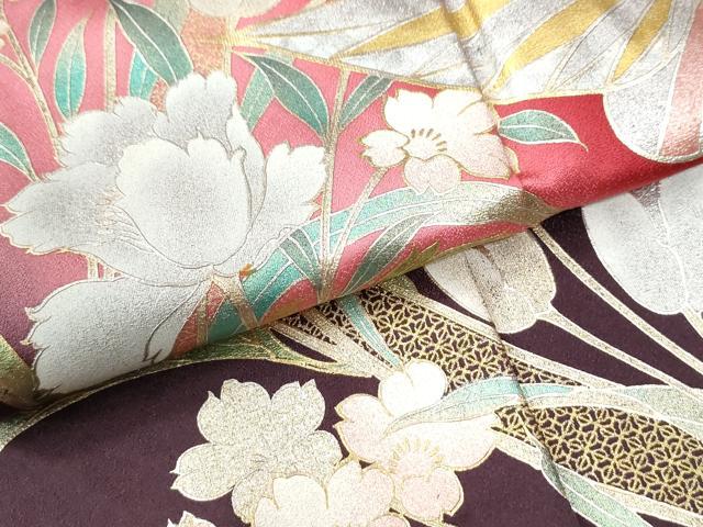 平和屋着物●豪華振袖　花蝶文　暈し染め　金銀彩　正絹　逸品　CABK7453yc