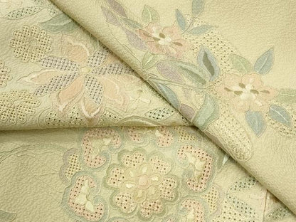 平和屋着物●中国三大刺繍　スワトウ刺繍　総刺繍　訪問着　吉祥花文　暈し染め　正絹　逸品　未使用　CABK7455yc