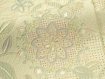 平和屋着物●中国三大刺繍　スワトウ刺繍　総刺繍　訪問着　吉祥花文　暈し染め　正絹　逸品　未使用　CABK7455yc