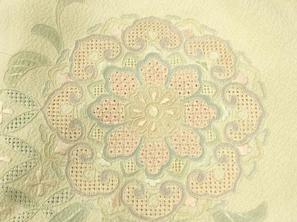 平和屋着物●中国三大刺繍　スワトウ刺繍　総刺繍　訪問着　吉祥花文　暈し染め　正絹　逸品　未使用　CABK7455yc