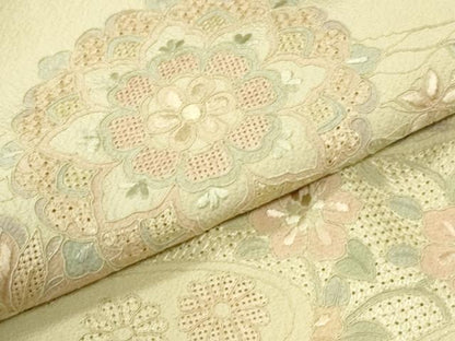 平和屋着物●中国三大刺繍　スワトウ刺繍　総刺繍　訪問着　吉祥花文　暈し染め　正絹　逸品　未使用　CABK7455yc