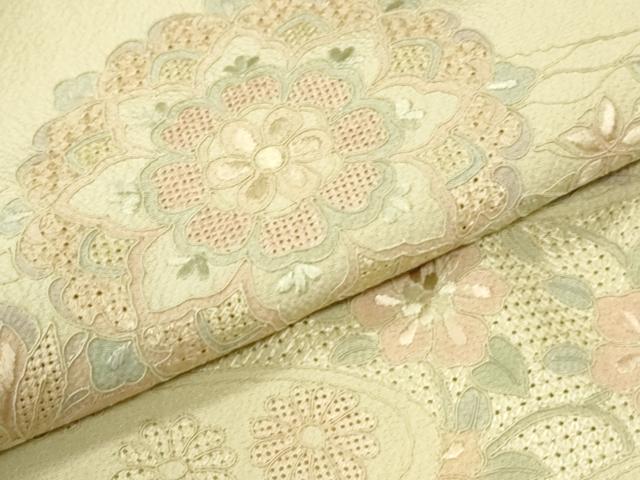 平和屋着物●中国三大刺繍　スワトウ刺繍　総刺繍　訪問着　吉祥花文　暈し染め　正絹　逸品　未使用　CABK7455yc