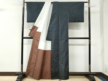 平和屋着物●訪問着　本場大島紬　草花文　正絹　逸品　CABK7456yc