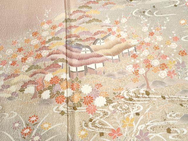 平和屋着物●訪問着　浜松風景文　暈し染め　金彩　正絹　逸品　CABK7465yc