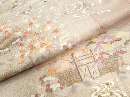 平和屋着物●訪問着　浜松風景文　暈し染め　金彩　正絹　逸品　CABK7465yc
