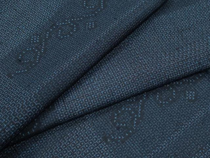 平和屋着物●結城紬　100亀甲　変わり市松唐草文　正絹　逸品　CABK7467yc