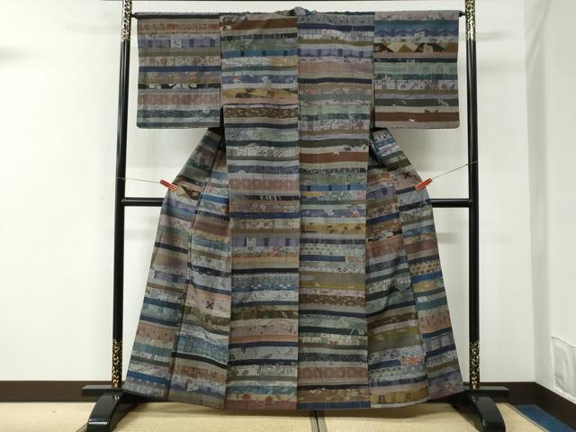 平和屋着物●小千谷紬　百柄　正絹　逸品　CABK7468yc
