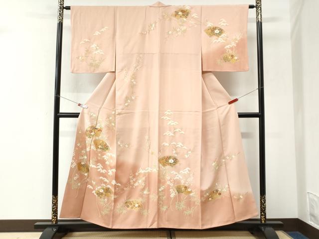 平和屋着物●訪問着　地紙松竹梅橘花文　暈し染め　金彩　正絹　逸品　CABK7470yc
