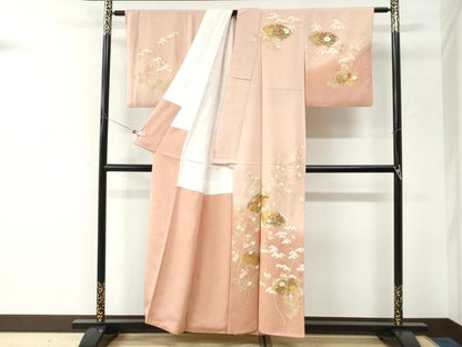 平和屋着物●訪問着　地紙松竹梅橘花文　暈し染め　金彩　正絹　逸品　CABK7470yc
