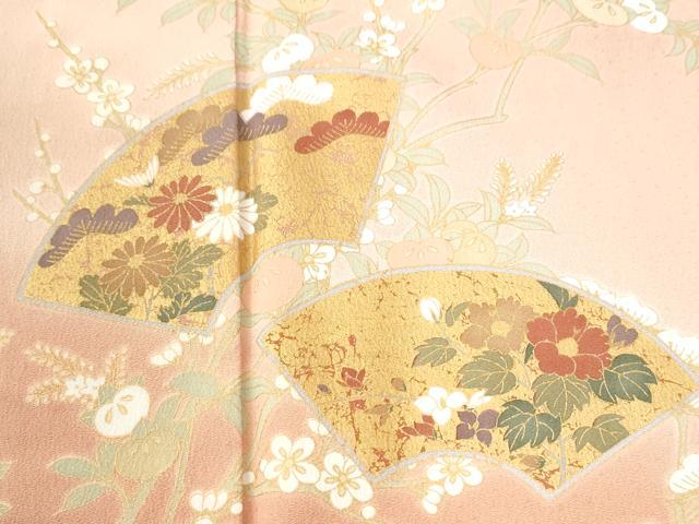 平和屋着物●訪問着　地紙松竹梅橘花文　暈し染め　金彩　正絹　逸品　CABK7470yc
