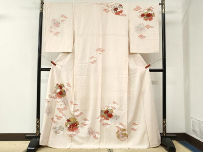 平和屋着物●訪問着　雪輪草花文　金彩　正絹　逸品　CABK7473yc