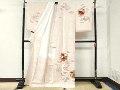 平和屋着物●訪問着　雪輪草花文　金彩　正絹　逸品　CABK7473yc