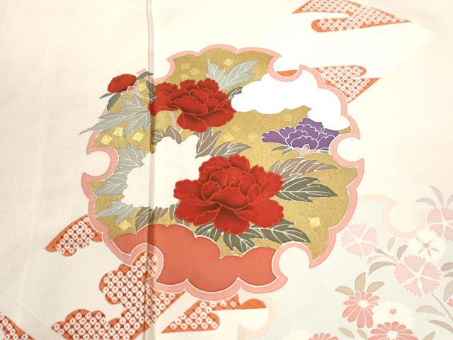 平和屋着物●訪問着　雪輪草花文　金彩　正絹　逸品　CABK7473yc
