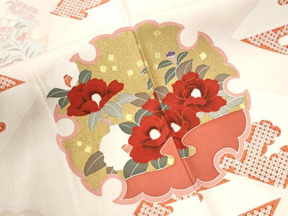 平和屋着物●訪問着　雪輪草花文　金彩　正絹　逸品　CABK7473yc