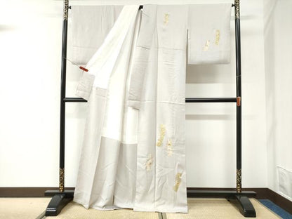 平和屋着物●訪問着　駒刺繍　短冊花唐草文　金彩　正絹　逸品　CABK7475yc