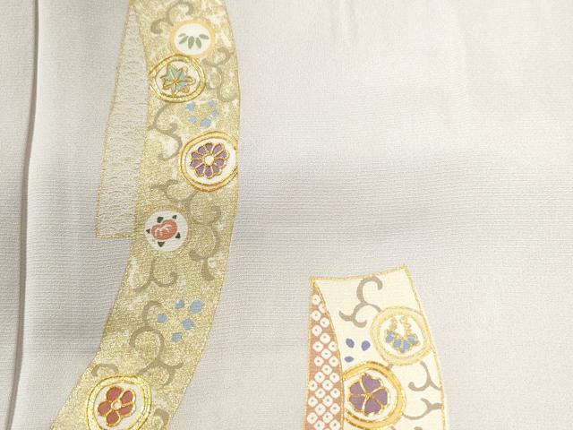 平和屋着物●訪問着　駒刺繍　短冊花唐草文　金彩　正絹　逸品　CABK7475yc
