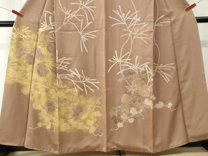 平和屋着物●訪問着　刺繍　牡丹唐草文　金彩　正絹　逸品　CABK7476yc