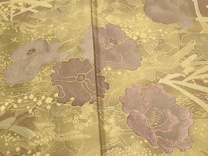 平和屋着物●訪問着　刺繍　牡丹唐草文　金彩　正絹　逸品　CABK7476yc